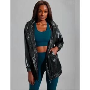 BuffBunny‎ Collection Elemental Long Windbreaker in Black Size Small Button Zip